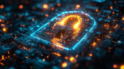 An artistic representation of quantum encryption, highlighting the lock symbol overlaying a digital circuit. This conveys the synergy of quantum technology, security, and data integrity.