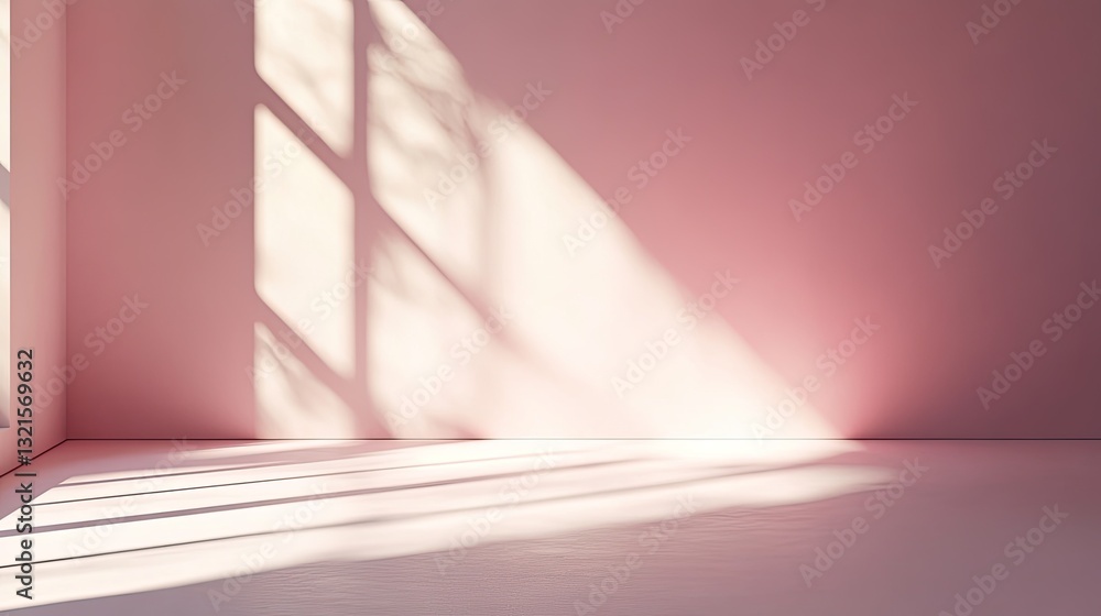 Aufkleber soft pink background with elegant light and shadow play on the wall and floor, creating a dreamy emp