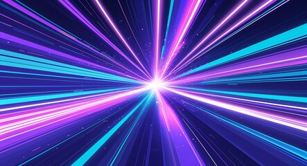 Obraz premium Cyan purple abstract anime motion background with burst rays speed light effect