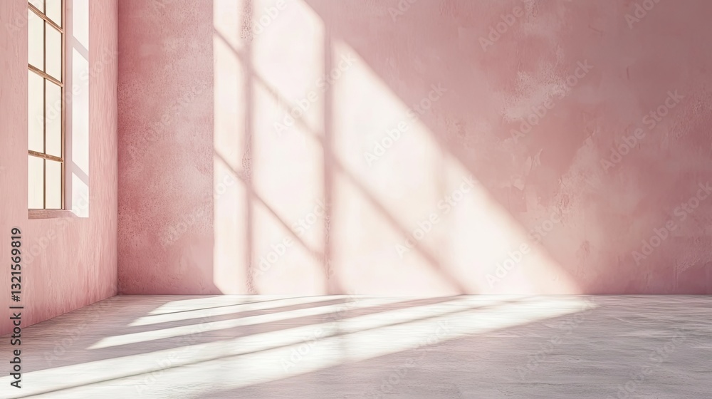 Aufkleber soft pink background with elegant light and shadow play on the wall and floor, creating a dreamy emp