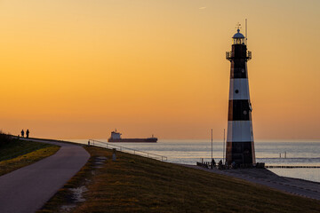 Breskens Lighthouse by sunset, Province Zeeland, The Netherlands