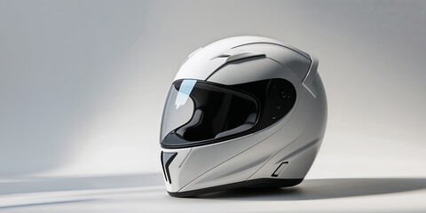 Sleek White Motorcycle Helmet with Futuristic Design.