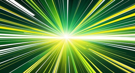 Obraz premium Green yellow abstract anime motion background with burst rays speed light effect