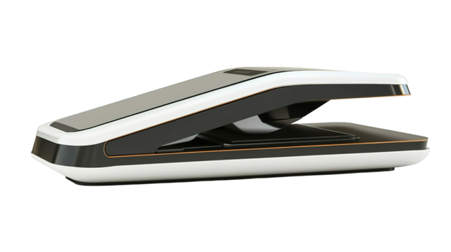 Innovative book scanning device modern office technology sleek design side view efficient documentation