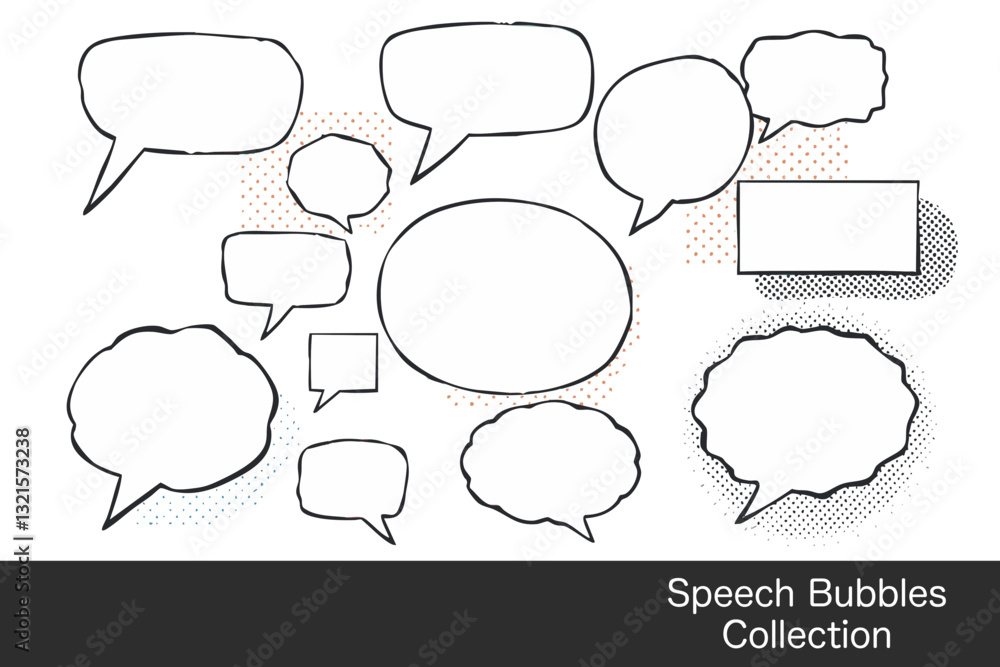 Poster collection of various speech bubbles in different shapes and sizes, ideal for comic or graphic desig