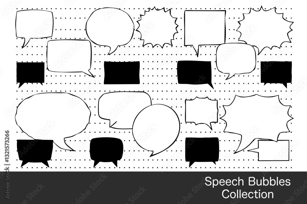 Poster collection of various speech bubbles in different shapes and sizes, ideal for comic or graphic desig