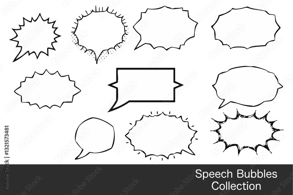 Poster collection of various speech bubbles in different shapes and sizes, ideal for comic or graphic desig