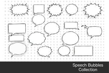 collection of various speech bubbles in different shapes and sizes, perfect for comic or graphic design projects. These elements add fun and engaging touch to any visual narrative
