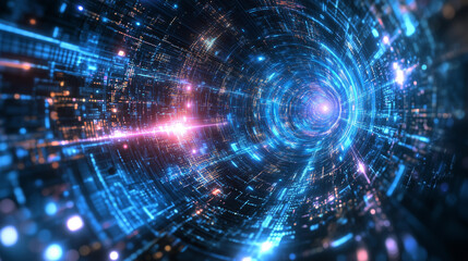 Fototapeta premium Quantum computing is a key technology, with quantum supremacy as a threshold for surpassing classical computers and reflecting research strength.