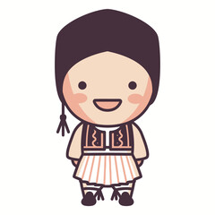 Obraz premium greece cute character boy laughing flat.
