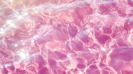 Fototapeta premium Serene pink water surface glistening under sunlight, creating a tranquil atmosphere perfect for relaxation