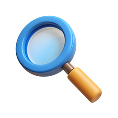 Blue Magnifying Glass Icon on white or transparent background, png