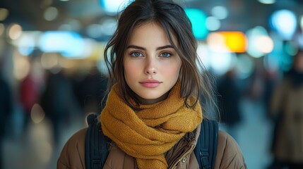 Confident Businesswoman Portrait in Urban Environment with Vibrant Background