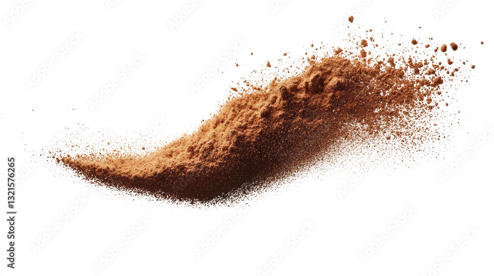 Poster cocoa explosion: a dynamic burst of cocoa powder, capturing the essence of flavor and texture in a c