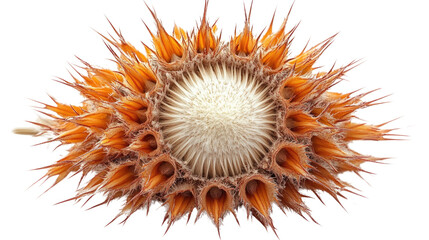 Botanical Wonder: A captivating macro shot showcasing the intricate beauty of a dried seed pod, revealing its unique structure and delicate textures against a soft background.