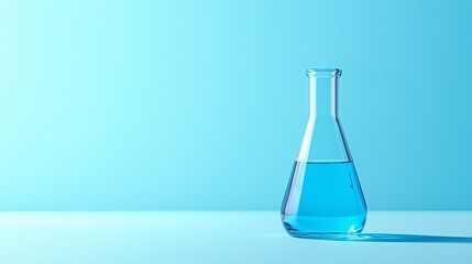 Empty Erlenmeyer Flask on Light Blue Surface