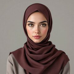Naklejka premium Portrait of a Woman Wearing a Maroon Hijab