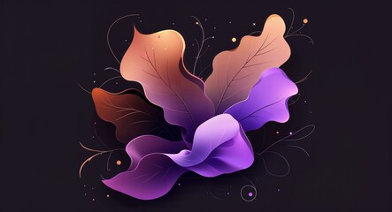Abstract brown purple gradient anime on plain dark black background illustration