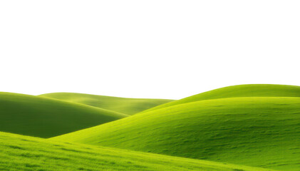 Green hills isolated on transparent background, PNG cutout image for nature backgrounds and scenic designs