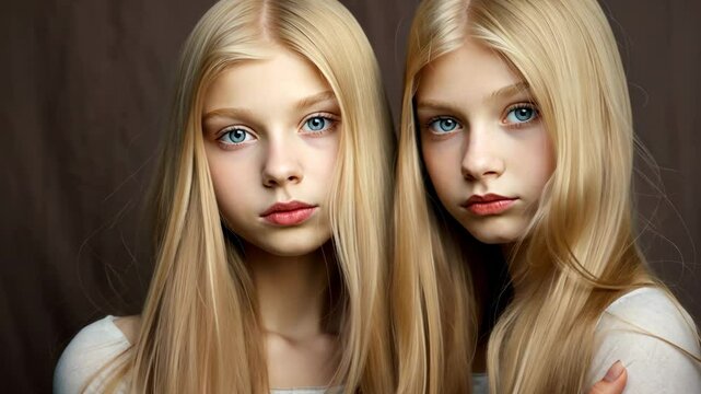  Twin sisters with golden hair