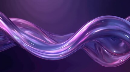 abstract fractal background,fluid holographic iridescent purple curved wave in dark background 3d render