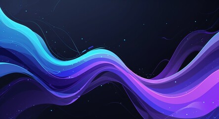 Abstract cyan purple gradient anime on plain dark black background illustration