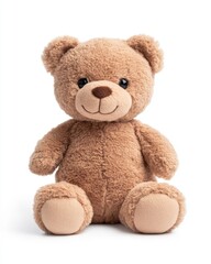 Obraz premium Isolated on white. Light Brown Plush Teddy Bear Sitting on White Background