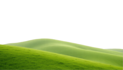 Sunlit hills isolated on transparent background, PNG cutout image for nature backgrounds and environmental graphics