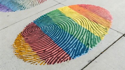 Rainbow Fingerprint on Pavement