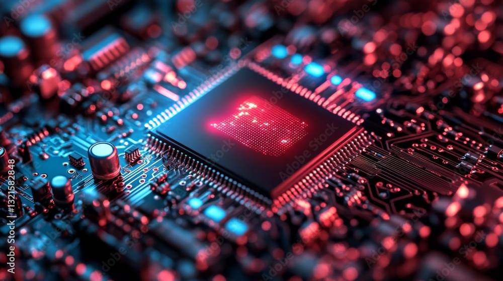 Aufkleber The image features a close-up of a quantum processor on a circuit board, showcasing the intricate qubit connections and their potential for advanced algorithms and optimization.