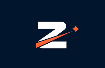 Z letter alphabet logo icon design with orange star and line cut for company and business