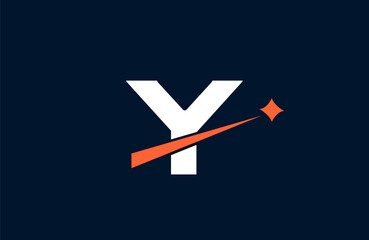 Y letter alphabet logo icon design with orange star and line cut for company and business