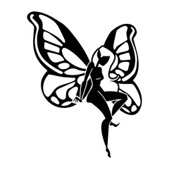 fairy wing sitting silhouette detailed.