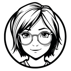 Kawaii Anime Girl – Quirky Glasses & Cheerful Vibe