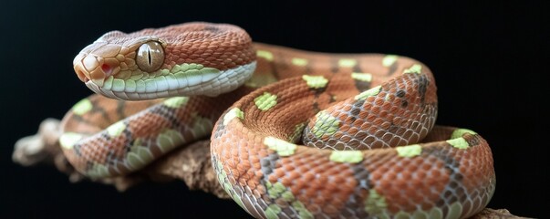 Obraz premium An intricately patterned snake is coiled gracefully on a branch