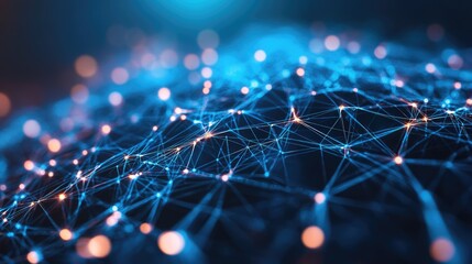 Abstract representation of interconnected nodes and lines, symbolizing digital networks and data flow in technology
