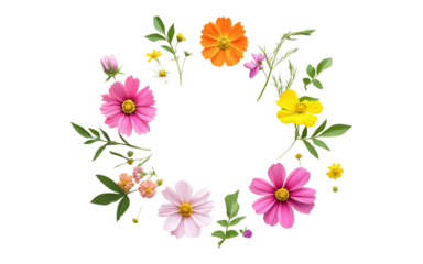 Flower wreath on transparent background