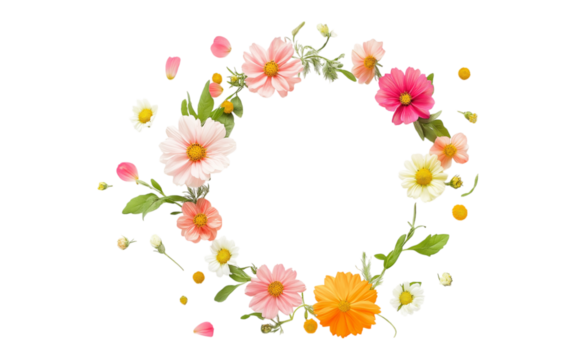 Flower wreath on transparent background - Powered by Adobe