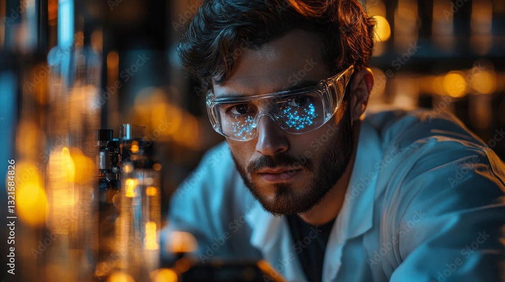 Aufkleber a researcher in a laboratory investigates the principles of quantum mechanics, focusing on qubits, s