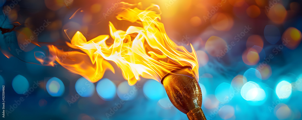 Aufkleber blazing torch against bokeh backdrop