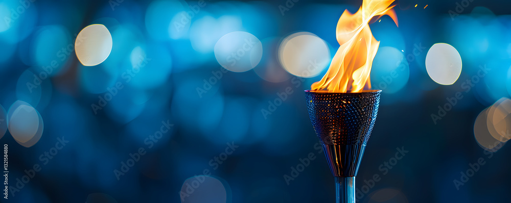 Poster elegant torch flame against bokeh background