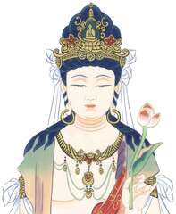 正面向きの観音様　上半身