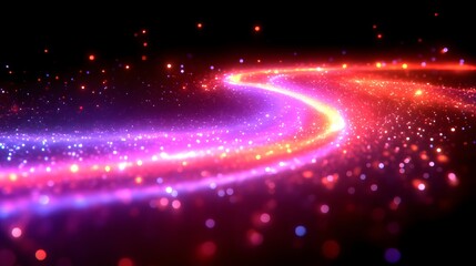 Naklejka premium Glowing Trails Swirl Across Dark Cosmic Background