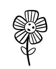 Hand drawn cute flower.Doodle flower vector.