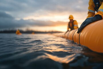 Rescue team preparing for emergency response in turbulent waters