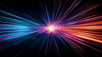 Obraz premium Vivid Colors Light Speed Motion Blur on Dark Background Abstract Futuristic Digital Art Design