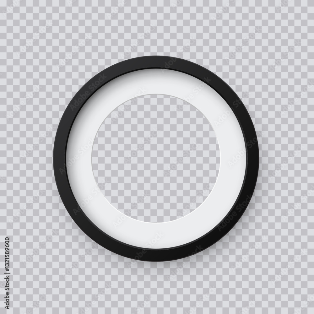 Aufkleber round picture frame with minimalist design. black circular photo frame isolated on transparent backg