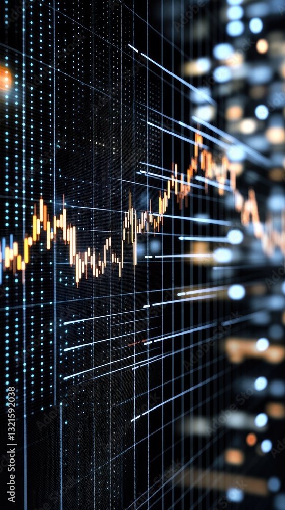 Aufkleber visual representation of financial data showcasing stock market trends and metrics with vibrant colo