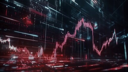 Obraz premium Abstract Financial Data Visualization: Dynamic Stock Market Chart
