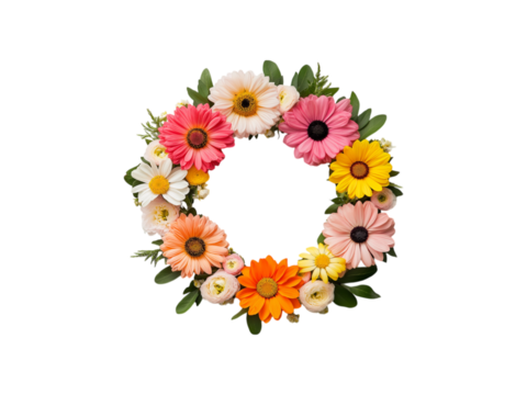 Flower wreath on transparent background